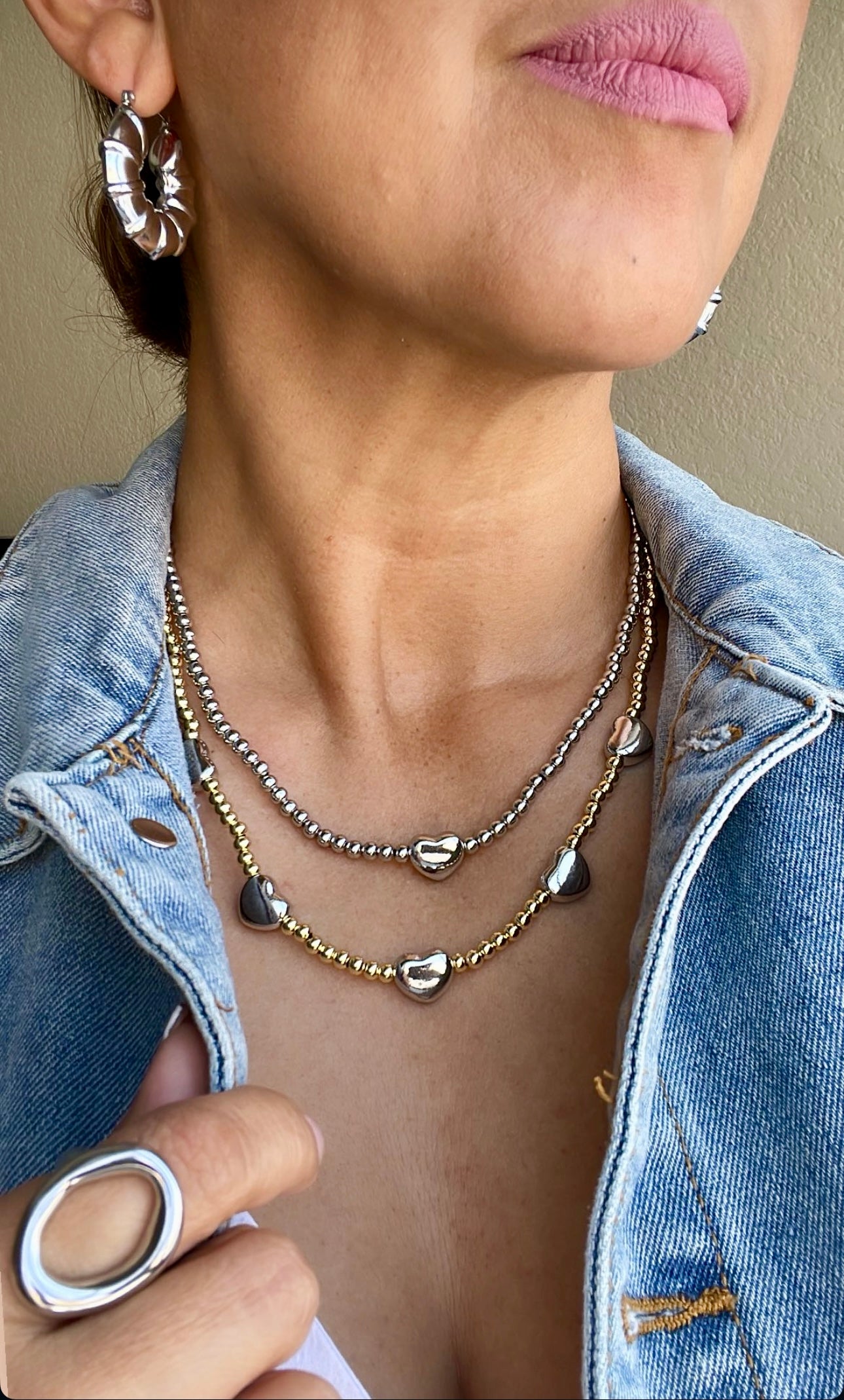 Collar corazón plateado