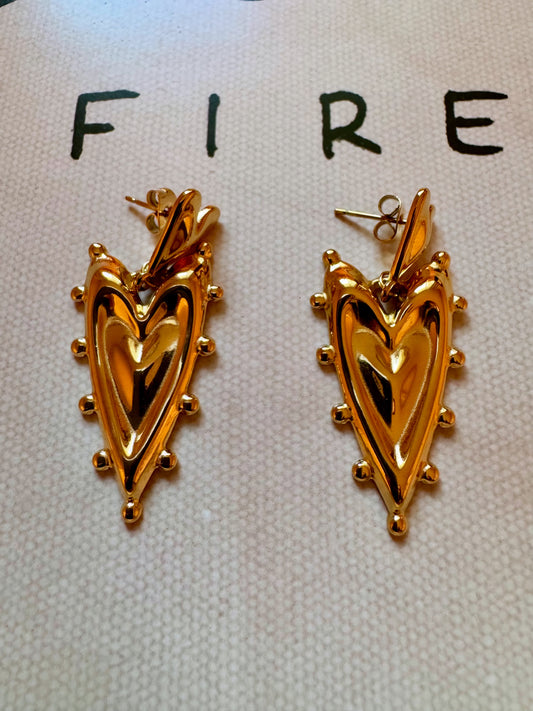 Aretes corazón cactus